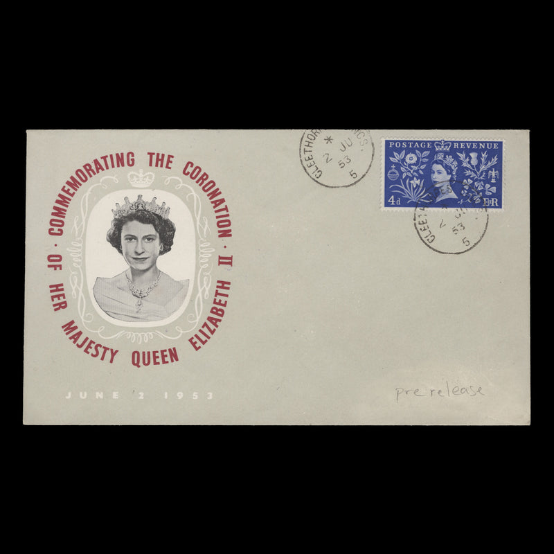 Great Britain 1953 Coronation pre-release cover, CLEETHORPES