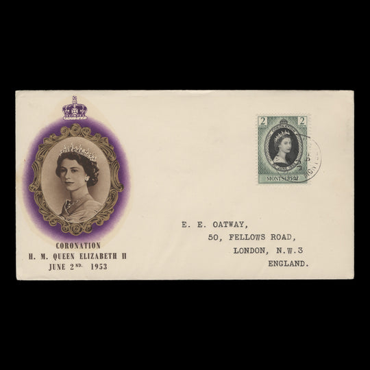 Montserrat 1953 (FDC) 2c Coronation, PLYMOUTH