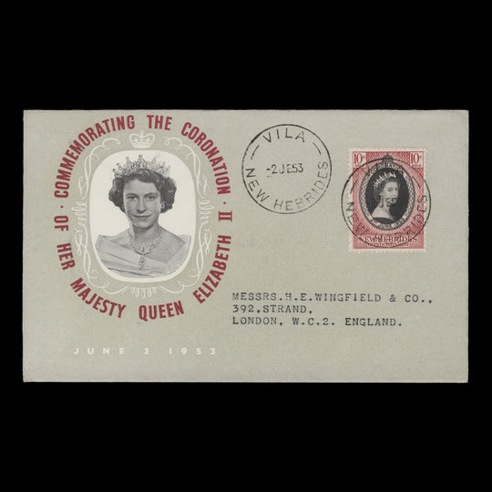 New Hebrides 1953 (FDC) 10c Coronation, VILA