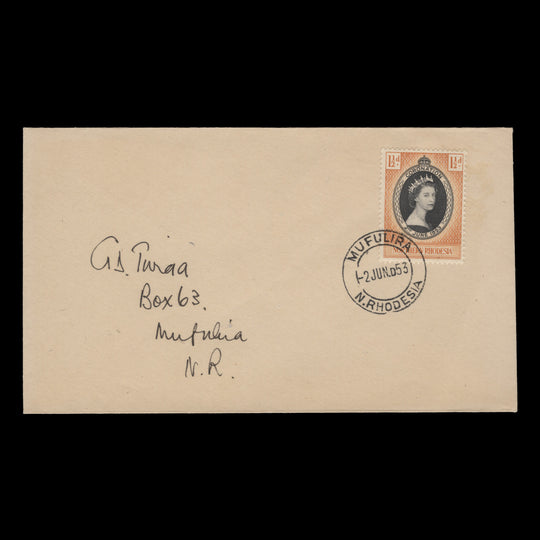 Northern Rhodesia 1953 (FDC) 1½d Coronation, MUFULIRA