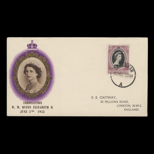 Negri Sembilan 1953 (FDC) 10c Coronation, SEREMBAN