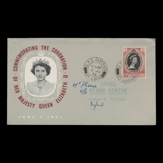 Saint Lucia 1953 (FDC) 3c Coronation, CASTRIES