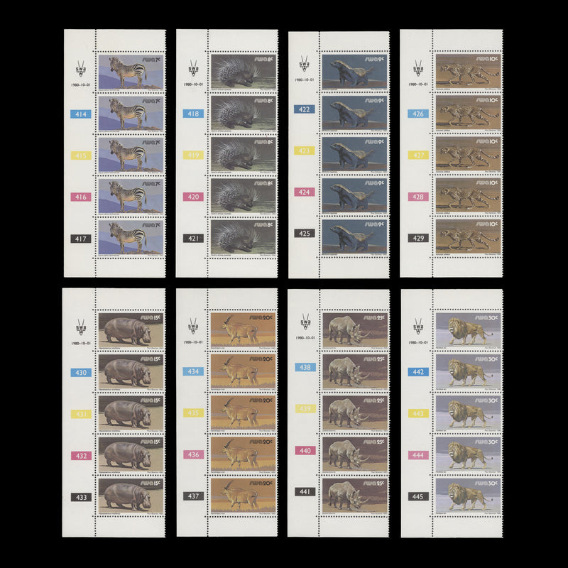 South West Africa 1980 (MNH) Wildlife Definitives cylinder strips