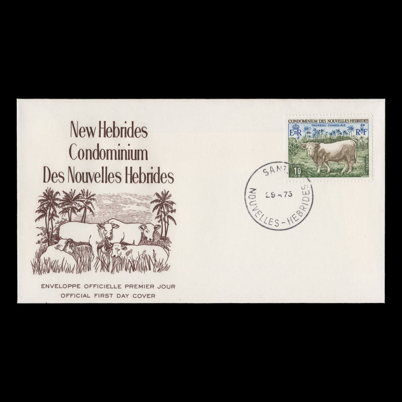 Nouvelles Hebrides 1975 (FDC) f10 Charolais Bull, SANTO