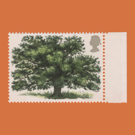 Great Britain 1973 (Variety) 9p British Trees missing brownish black. SG922a