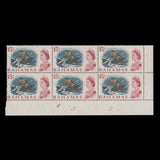 Bahamas 1970 (MNH) 15c Sea Garden plate 1–3–2–2 block, whiter paper