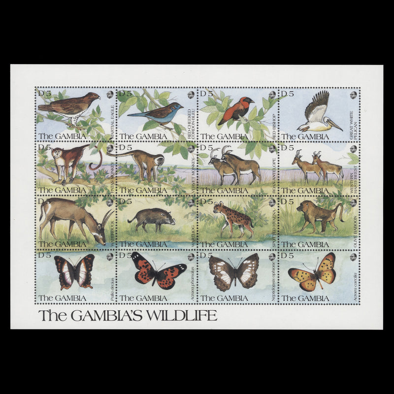 Gambia 1990 (MNH) D5 Wildlife sheetlet