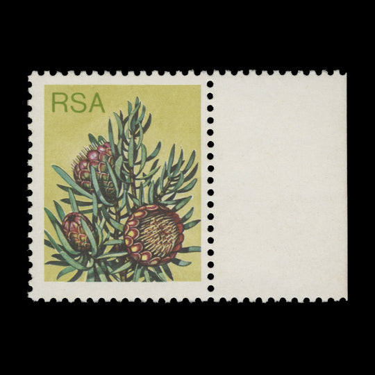 South Africa 1977 (Variety) 6c Protea Canaliculata missing black. SG419a