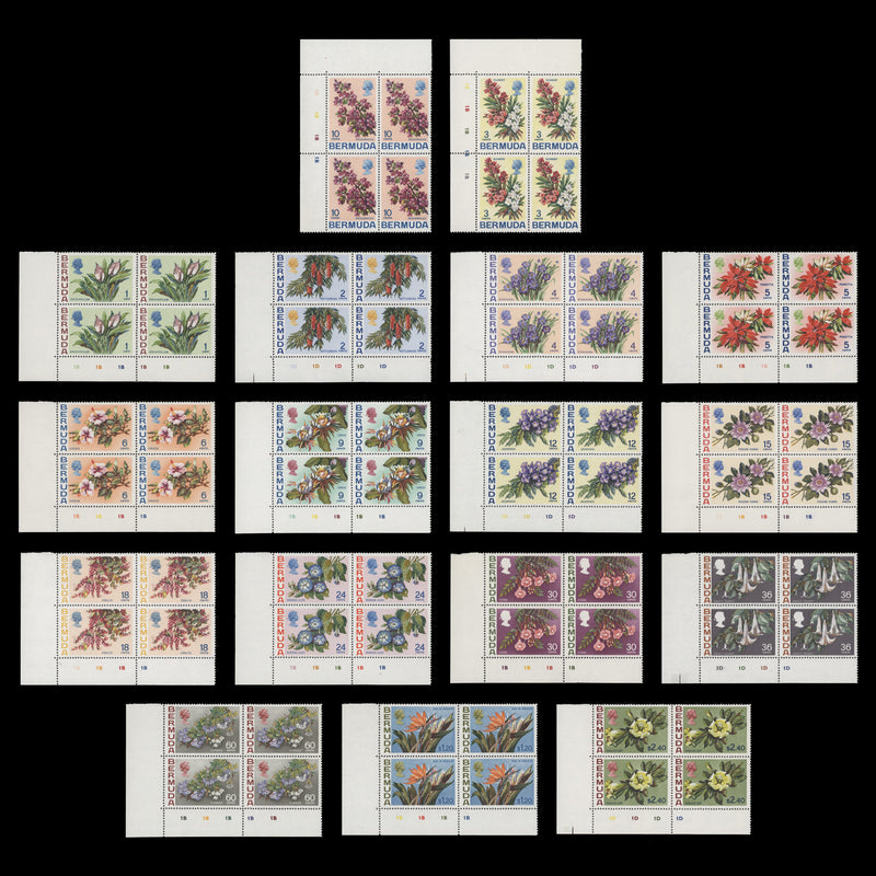 Bermuda 1970 (MNH) Flowers Definitives plate blocks