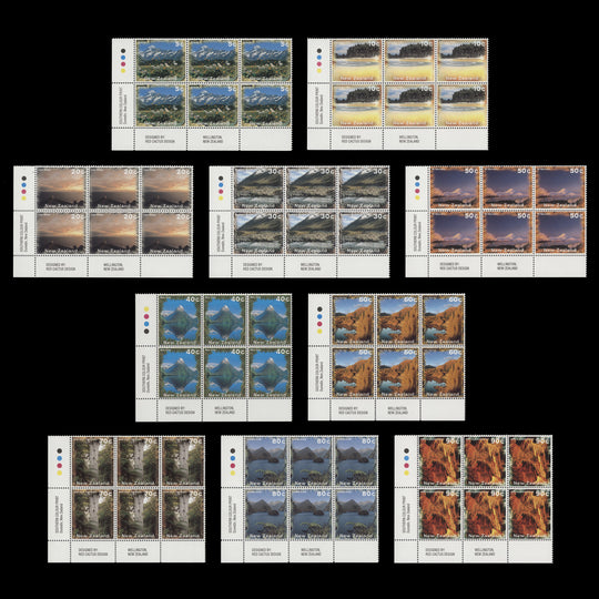 New Zealand 1995-96 (MNH) Scenic Definitives traffic light/imprint blocks