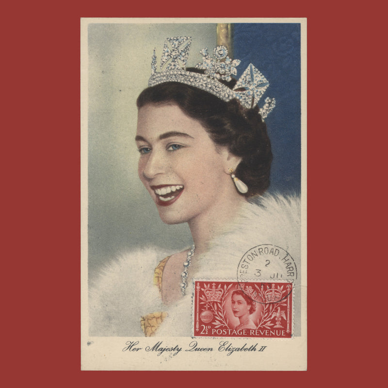 Great Britain 1953 (FDC) 2½d Coronation, HARROW