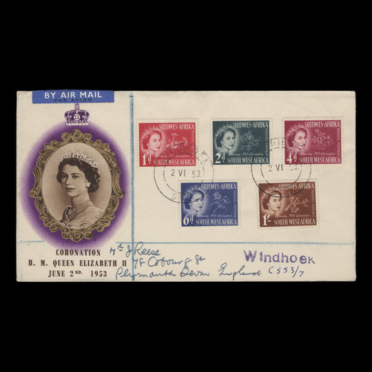 South West Africa 1953 (FDC) Coronation, WINDHOEK