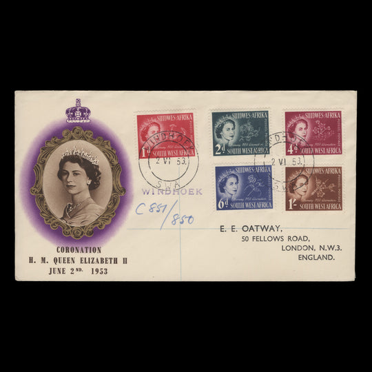 South West Africa 1953 (FDC) Coronation, WINDHOEK