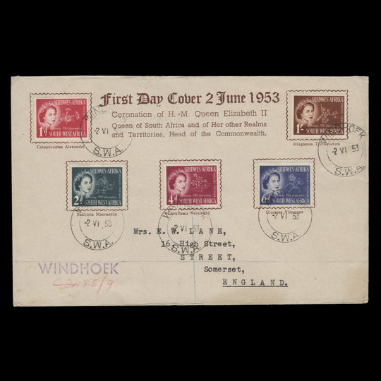 South West Africa 1953 (FDC) Coronation, WINDHOEK
