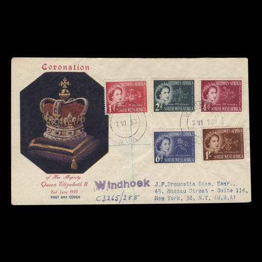 South West Africa 1953 (FDC) Coronation, WINDHOEK