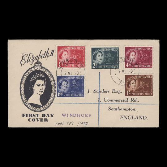 South West Africa 1953 (FDC) Coronation, WINDHOEK