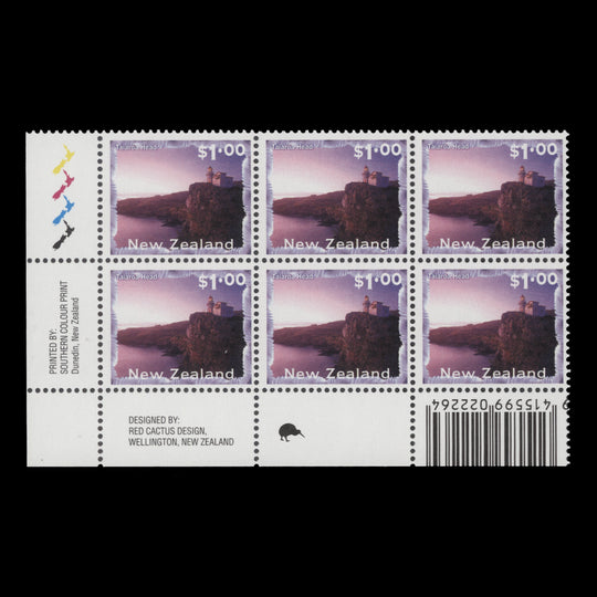 New Zealand 2000 (MNH) $1 Taiaroa Head imprint/reprint 1 block