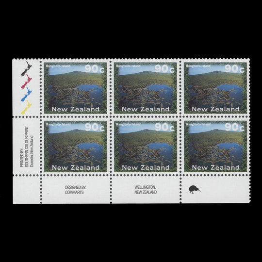 New Zealand 2000 (MNH) 90c Rangitoto Island imprint/reprint 1 block
