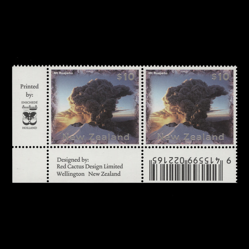 New Zealand 1997 (MNH) $10 Mount Ruapehu imprint pair