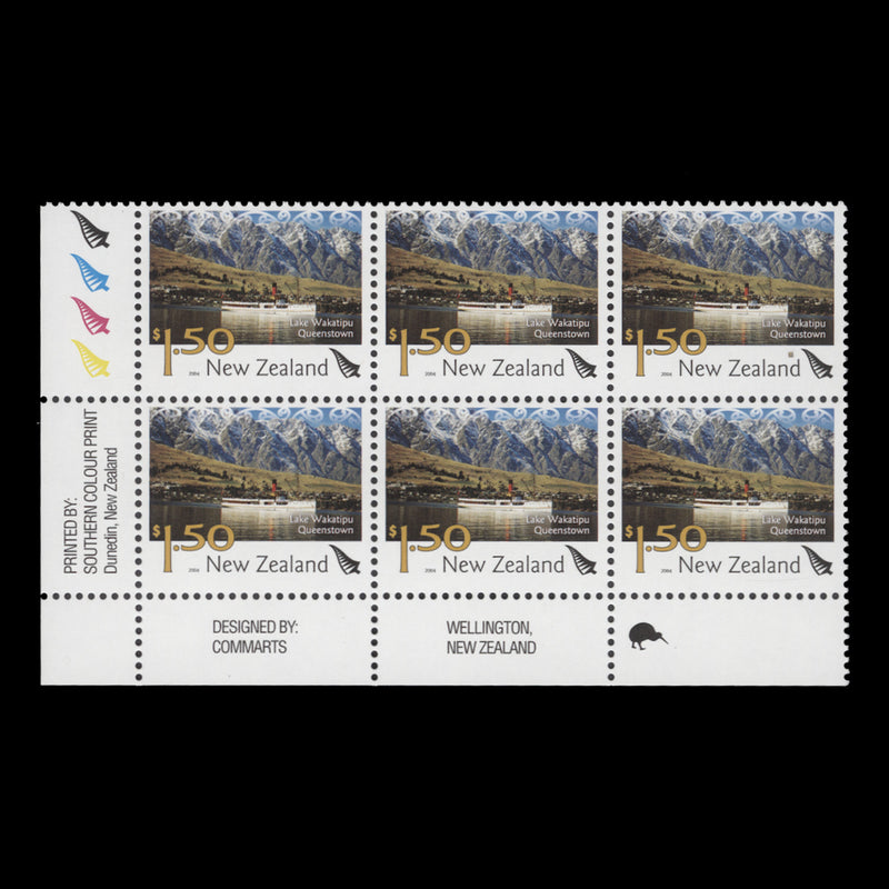 New Zealand 2004 (MNH) $1.50 Lake Wakatipu imprint/reprint 1 block