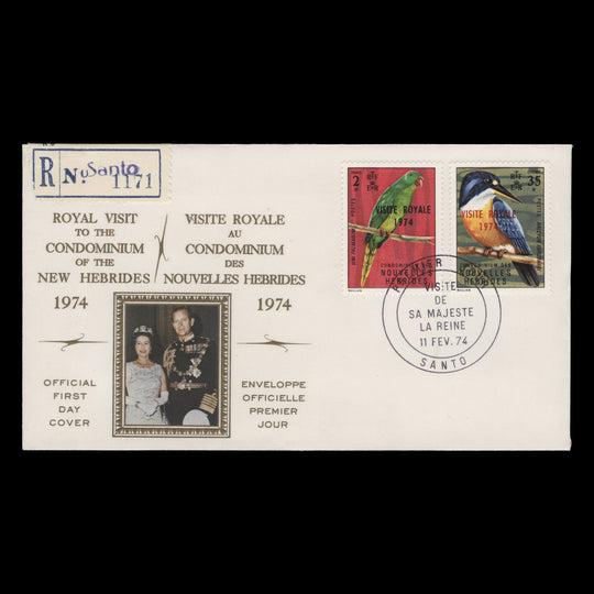 Nouvelles Hebrides 1974 (FDC) Royal Visit, SANTO