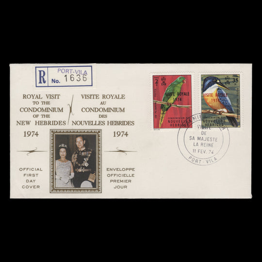 Nouvelles Hebrides 1974 (FDC) Royal Visit, PORT-VILA