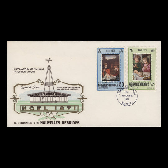 Nouvelles Hebrides 1971 Christmas first day cover, SANTO