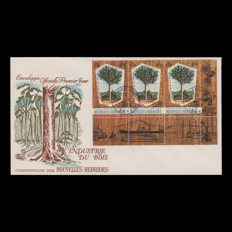 Nouvelles Hebrides 1969 (FDC) Timber Industry strip, SANTO