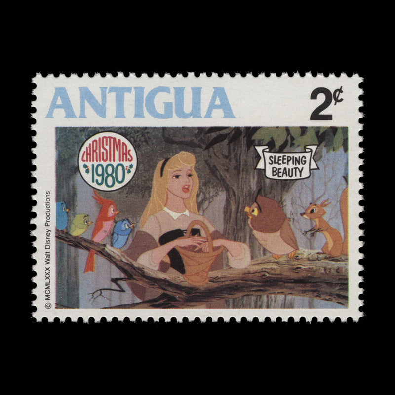 Antigua 1980 (Variety) 2c Christmas, Sleeping Beauty with black double