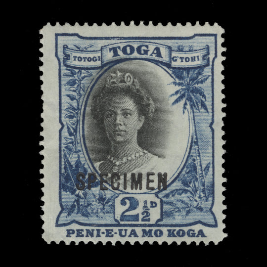Tonga 1921 (Variety) 2½d Queen Salote SPECIMEN with vignette shift