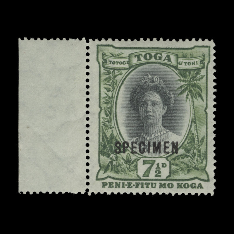 Tonga 1922 (MLH) 7½d Queen Salote with SPECIMEN overprint