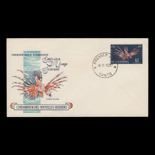 Nouvelles Hebrides 1967 (FDC) 60c Lionfish, SANTO