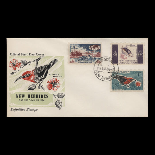New Hebrides 1966 (FDC) Birds, Marine Life and Industry Definitives