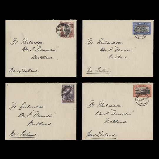 Tonga 1923 (Used) Provisional series on individual covers