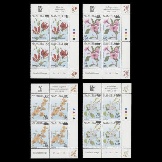 Namibia 2000 (MNH) Flora Provisionals plate blocks