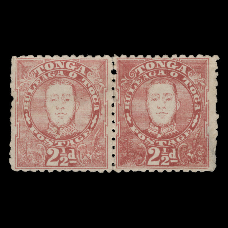 Tonga 1895 (Variety) 2½d King George II pair, one with stop flaw