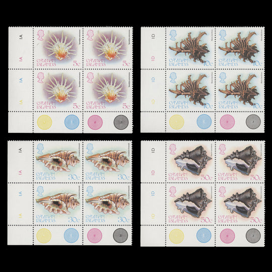 Cayman Islands 1980 (MNH) Shells plate blocks
