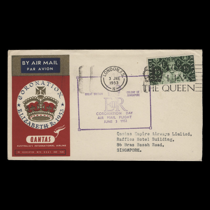 Great Britain 1953 (FDC) 1s3d Coronation, LONDON FS
