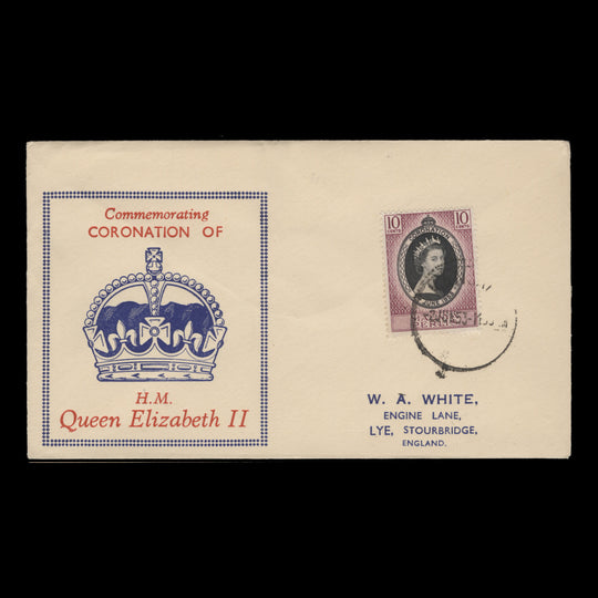 Perlis 1953 (FDC) 10c Coronation, KANGAR