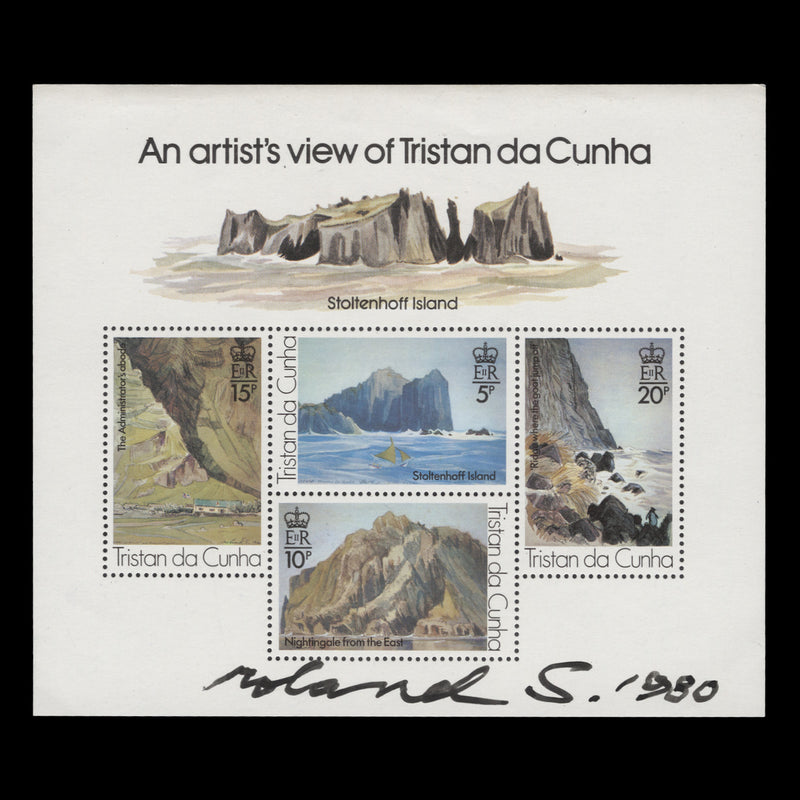 Tristan da Cunha 1980 (MNH) Island Views miniature sheet signed by Roland Svensson