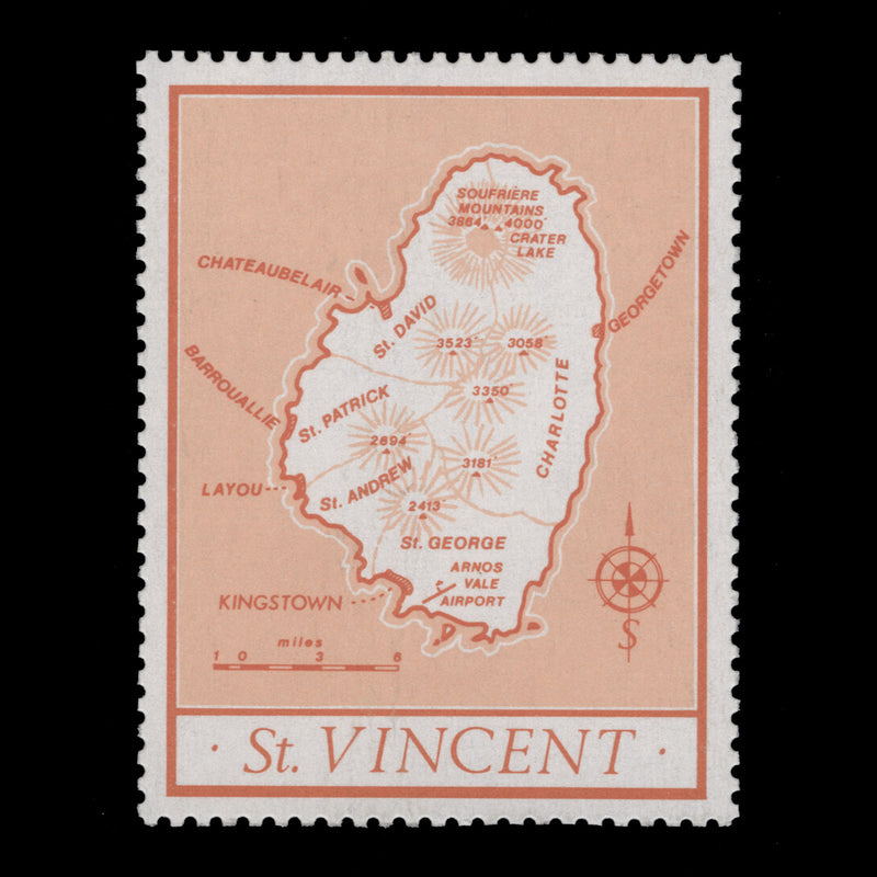 Saint Vincent 1977 (MNH) 40c Map Provisional missing value