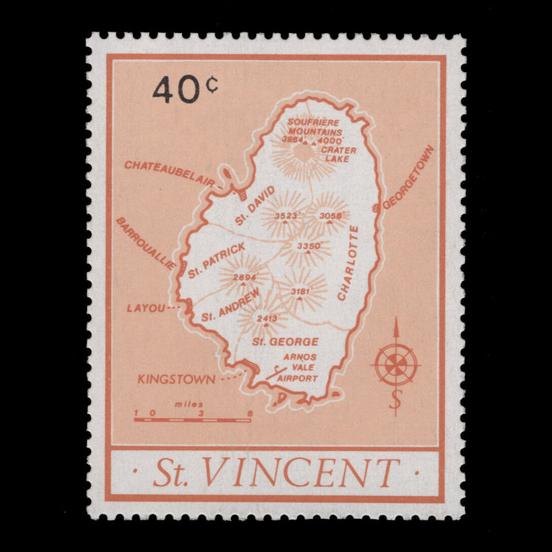 Saint Vincent 1977 (MNH) 40c Map Provisional missing value