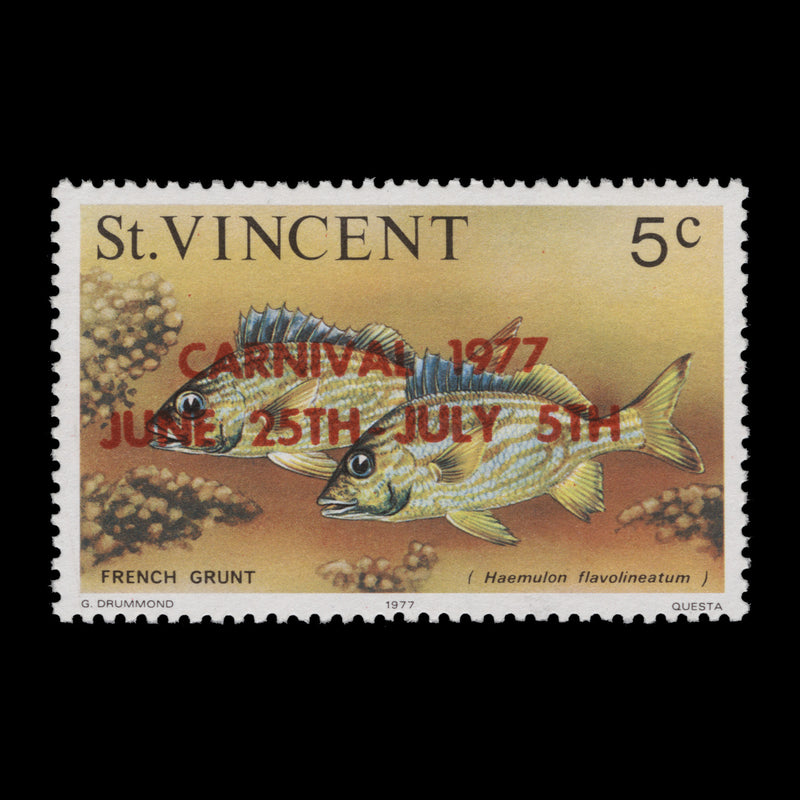 Saint Vincent 1977 (MNH) 5c Carnival with red overprint