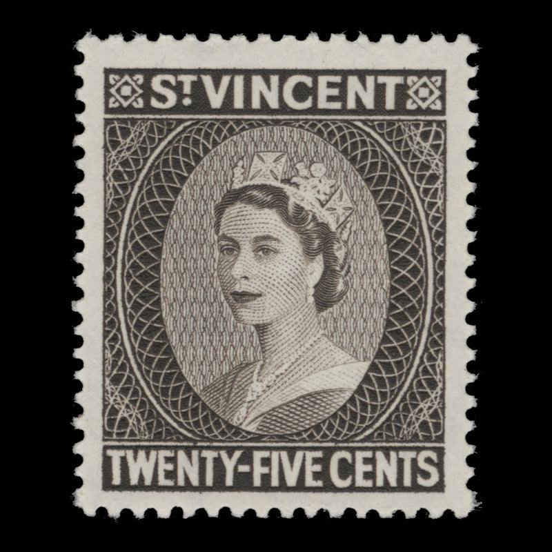 Saint Vincent 1964 (MNH) 25c Queen Elizabeth II, brownish black