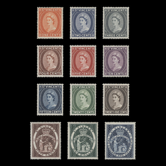 Saint Vincent 1955 (MNH) Definitives, script watermark