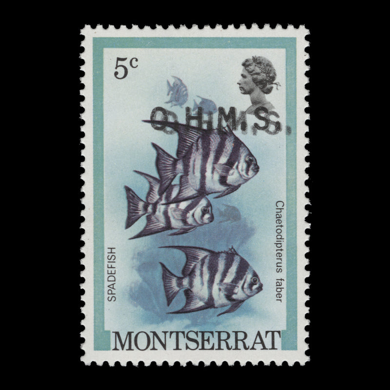 Montserrat 1981 (Variety) 5c Spadefish official with double overprint