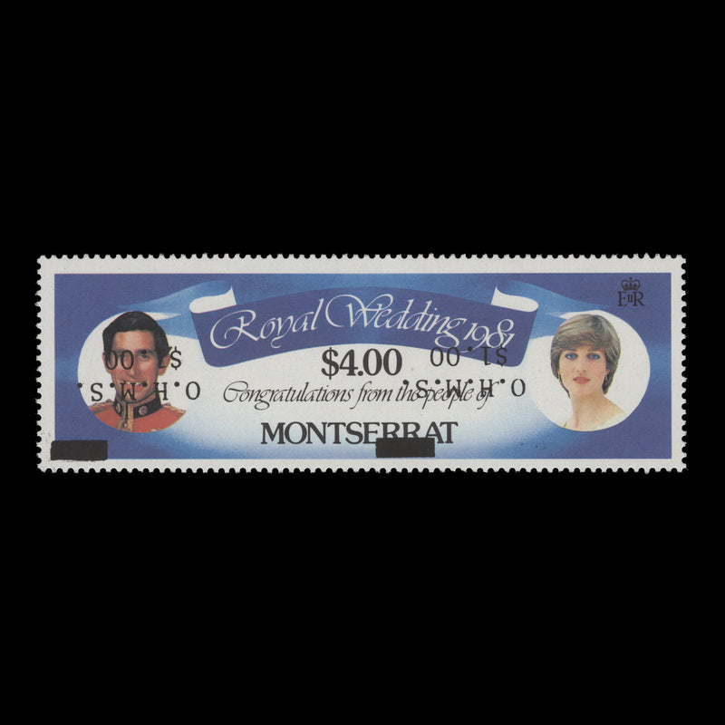 Montserrat 1982 (Variety) $1/$4 Royal Wedding official with inverted overprint