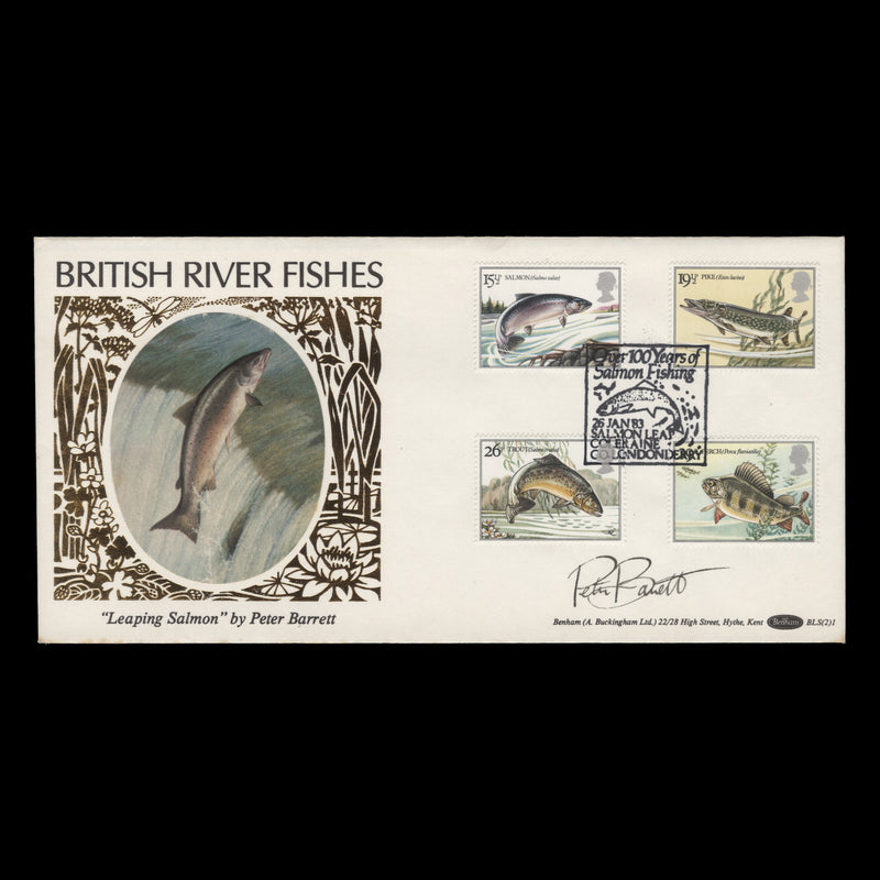 Great Britain 1983 River Fish first day cover signed by artist Peter Barrett