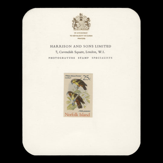 Norfolk Island 1970 Philip Island Parrot imperf proof single