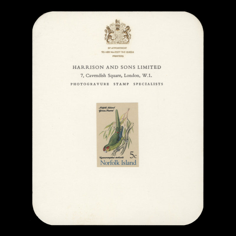 Norfolk Island 1971 Green Parrot imperf proof single